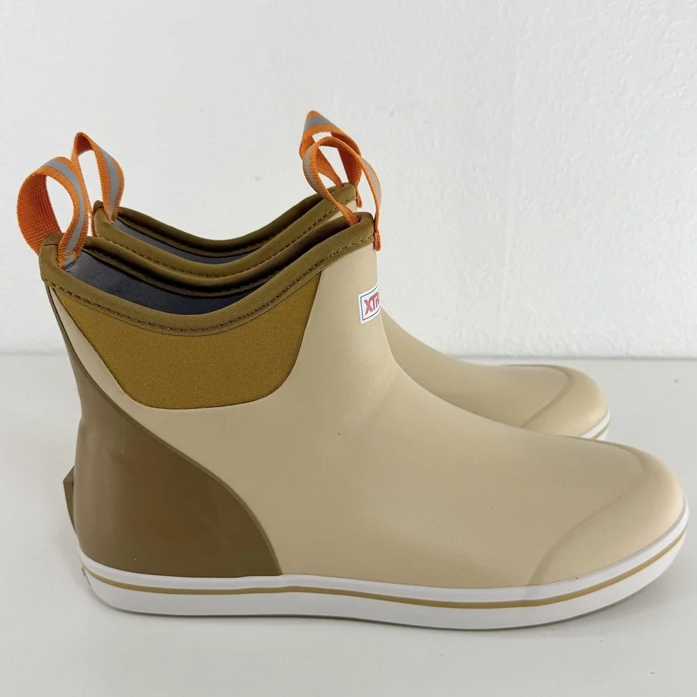 Xtratuf Ankle Deck Boots Mens Size 11 Beige Waterproof Slip Resistant Rain
